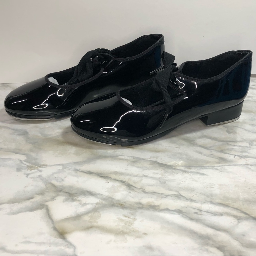 Capezio Girls Black Patent Dance Tap Shoes Big Kids Size 8 - Picture 4 of 9